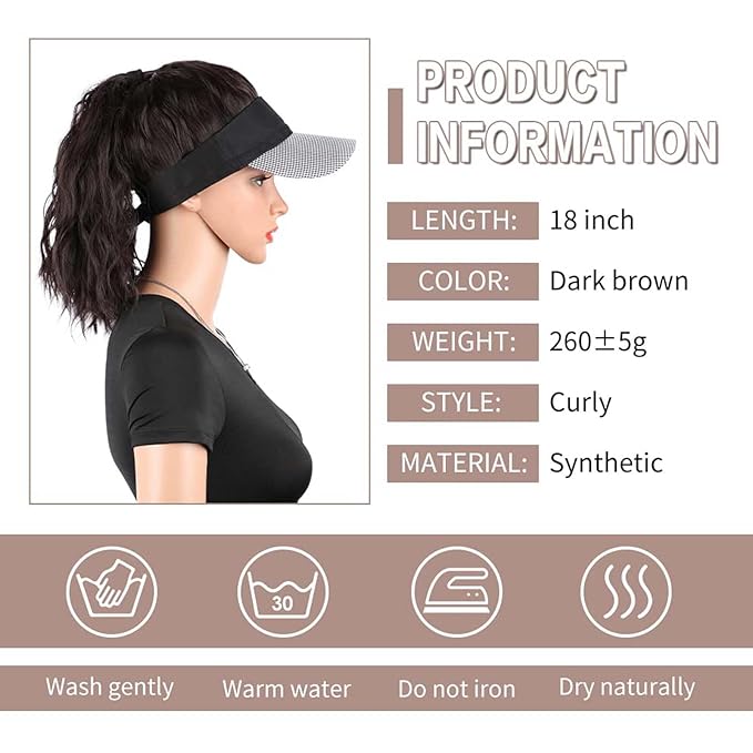 Hat Wig for Women Baseball Hat wig women's wig short curly hair wool curly wig ponytail braid wavy wig