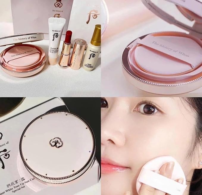 The History Of Whoo Gongjinhyang Seol Radiant White Tone Up Sun Cushion 1 Refill Special 4 Pcs Set