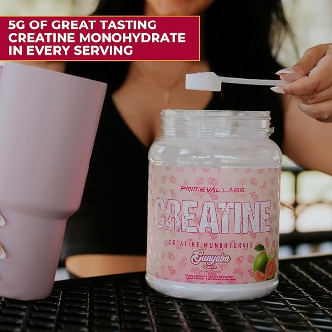 Primeval Labs Clean Creatine Monohydrate Powder | Flavored Powder for Muscle Strength &amp Recovery | Latin Aqua Fresca Flavors | Workout Supplement for Men &amp Women | 120 Servings | Mangonada
