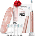 Aquasonic Vibe Series PRO ? Ultra-Whitening Electric Toothbrush ? 5 Modes &amp Smart Timers ? Premium Travel Case &amp 6 Proflex Brush Heads ? ADA Accepted Toothbrush (Rose Gold)