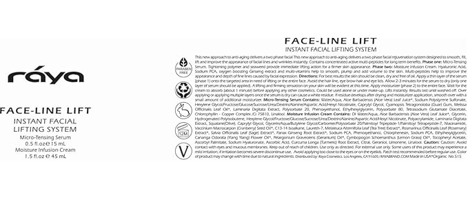 Raya Face-Line Lift (515) | 2 Piece Instant Anti-Aging and Facial Lifting Treatment Kit | Helps Reduce Fine Lines and Wrinkles | Smooths Fills and Lifts