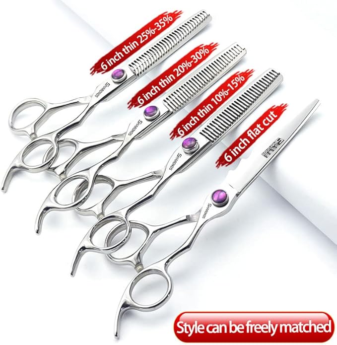 6/6.5 inch professional salon hairdressing scissors Japanese steel sharp cutting barber shop hair stylist special hair styling tools (6-inch 4pc)
