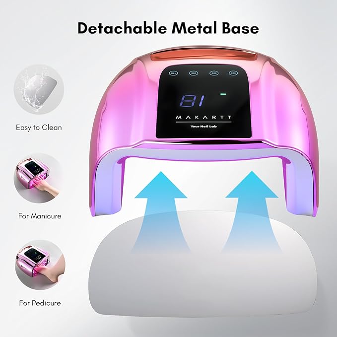 Makartt UV LED Nail Lamp with Handle for Gel Polish ? Fast Curing UV Light Nail Dryer with 42 Beads 4 Timers Cordless Rechargeable Lamp LCD Touchscreen &amp Smart Sensor(Gradient Purple)