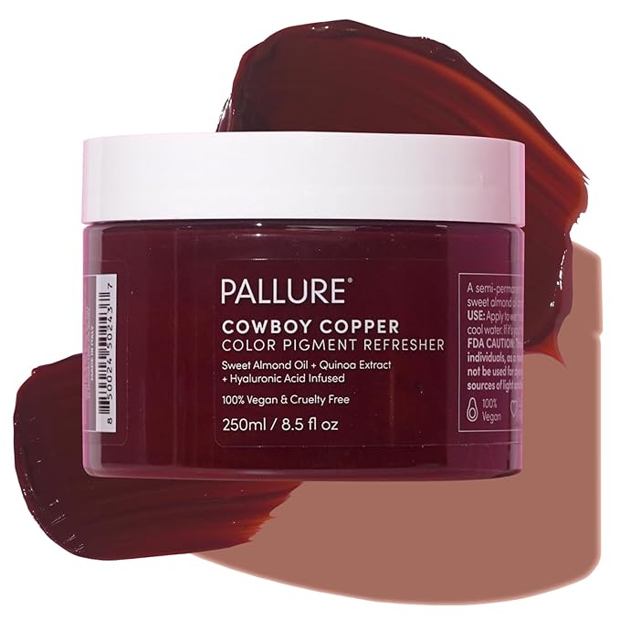 Pallure Color Pigment Refresher Mask Semi Permanent Hair Color Depositing Conditioner 8.5 Oz (Copper Brown)