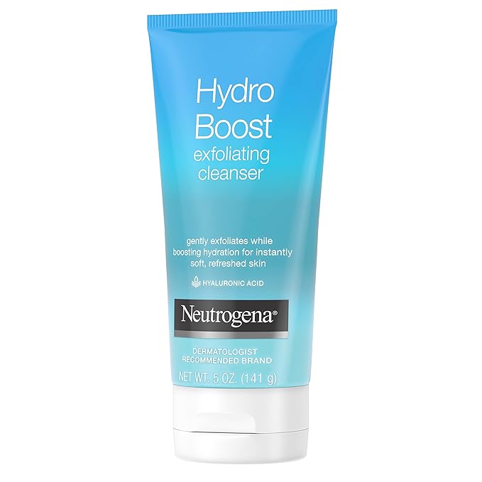 Neutrogena Hydro Boost Gentle Exfoliating Daily Facial Cleanser with Hyaluronic Acid Clinically Proven to Increase Skin's Hydration Level Non-Comedogenic Oil- Soap- &amp Paraben-Free 5 Oz 3 Pack