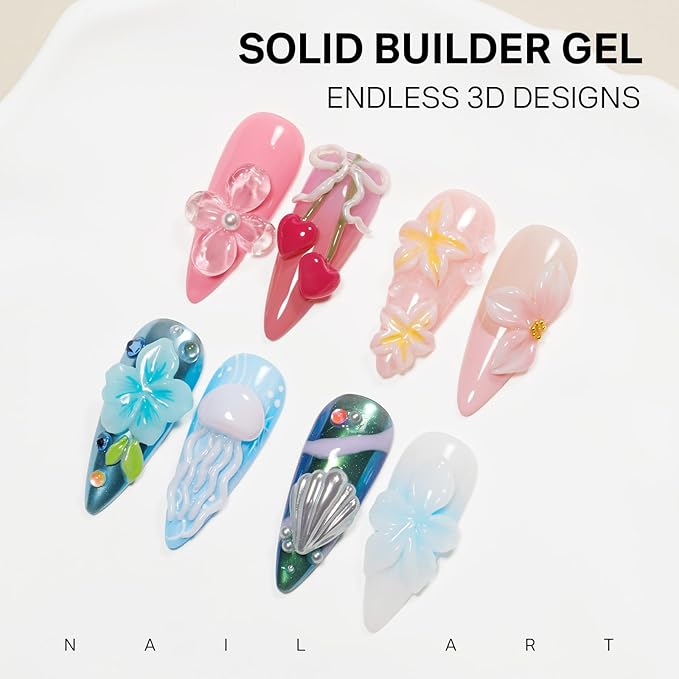 MIZHSE Solid Builder Nail Gel Kit with Nail Drill Clear White 3D Sculpting Gel for NailS Art with U V Lamp Brush for Nails Extension Home Salon DIY Manicure