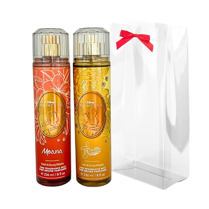 Bath &amp Body Works PRINCESS COLLECTION 2-piece Fine Fragrance Mist Gift Set with a Bow for Holidays ? Full Size ? Limited Edition (Moana &amp Belle)