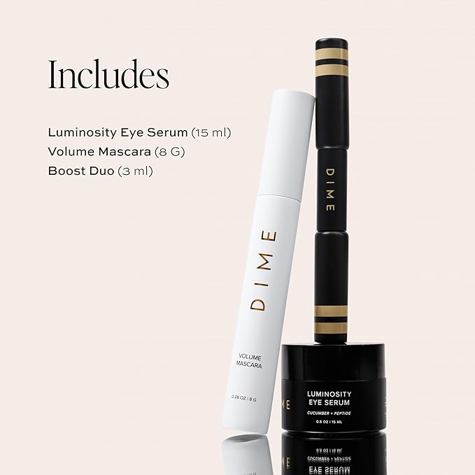 DIME Beauty Eyes On Set ($84 Value) - Includes Luminosity Eye Serum (15mL) Volume Mascara (8G) Boost Duo (3mL)