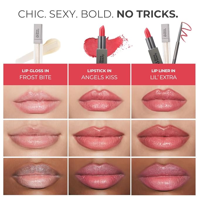 Rinna Beauty Icon Lip Kit - Amelia- All-in-one Lip Kit Includes Lipstick Lip Gloss Lip Liner - SWEET PINK look - Vegan Long-lasting Anti-aging &amp Moisturizing Cruelty-Free - 1 each