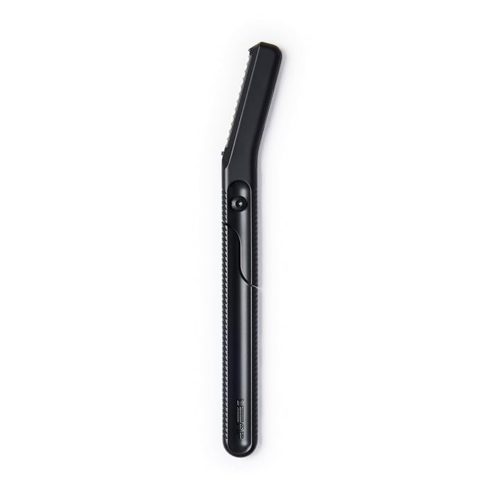 Leaf Shave | Leaf Dermaplaner All-Metal Reusable Dermaplane Razor and Exfoliating Tool for Women Includes Precision Clip and Two Refills - Black