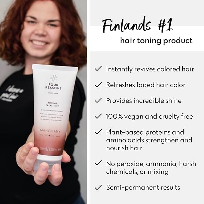 Four Reasons Color Mask - Mahogany 27 Colors) Toning Treatment Color Depositing Conditioner Tone &amp Enhance Color-Treated Hair - Semi Permanent Hair Dye Vegan and Cruelty-Free 6.76 fl oz