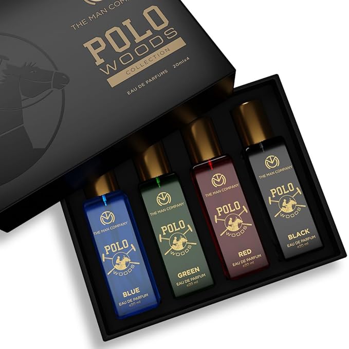 The Man Company Specially Curated Perfume Gift Set For Men Spray - 4X20Ml - Polo Woods Collection | Premium Long-Lasting Fragrance | Luxury Eau De Parfum | Gift Set For Him
