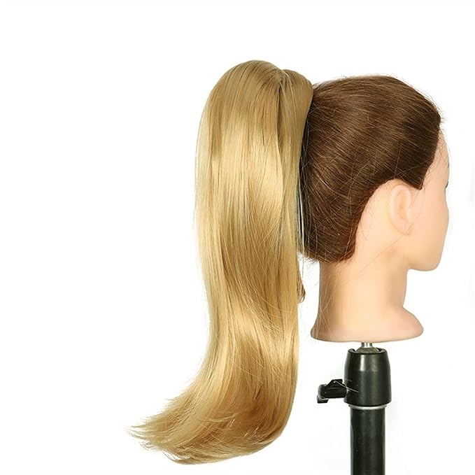 EARSHOT Hair Buns Hair Piece 18 Inch Synthetic Straight Ponytail Hair Extensions Wig Bun Wrap Ponytail Barrette Clips for Women Hair Accessories Hair Accessories For Girls (Color : T4/27/30)
