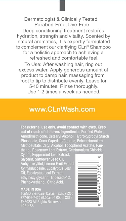 CLn® Hair &amp Scalp Mask Conditioner - Deep Conditioner for Hair &amp Scalp Prone to Dryness &amp Damage Paraben-Free &amp Dye-Free Scented by Eucalyptus 6 fl. oz.