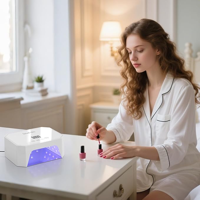 Lavinda 54W Corded UV LED Nail Lamp for Gel Nails - Plug-in Professional Nail Dryer with Fast Curing 4 Timers Touch Screen Compatible with All Gel Polishes (White)