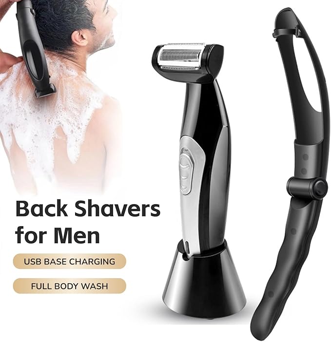 Yoidesu Men's Body Groomer with Adjustable Extreme Reach Handle Wet/Dry Use Back Hair Remover