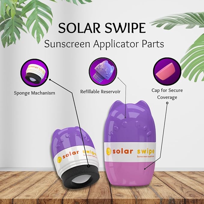 Sunscreen Applicator - Refillable Roll On for Kids &amp Adults Mess-Free Sunscreen Roller &amp Sponge Dispenser Portable Sun Protection Ideal for Travel &amp Outdoor Use (Purple Pink 2 pack)