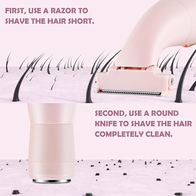 KRYX Bikini Trimmer for Women Electric Razors for LegsWaterproof Pubic Hair Trimmer Women Facial Hair RemoverPainless Body Shaver for TravelReplaceable Ladies RazorsPink