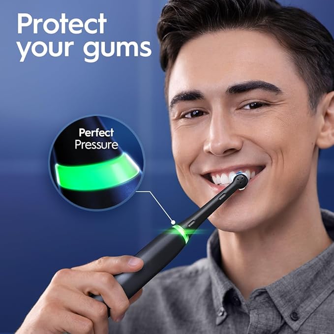 Oral-B iO Deep Clean + Protect Rechargeable Electric Toothbrush Black with a iO Series 7 Toothbrush 2 Replacement Brush Heads and a Charging Travel Case