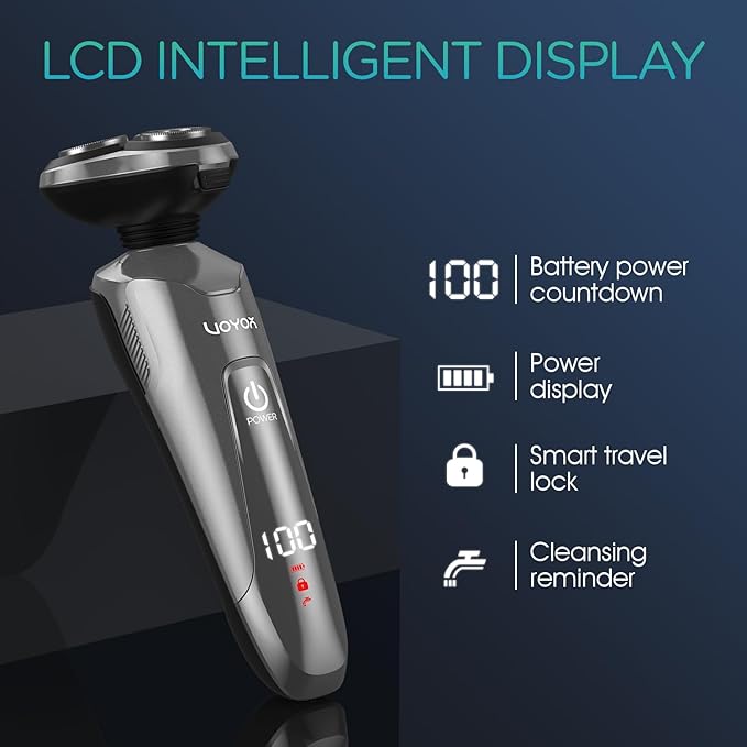 VOYOR Electric Razor for Men Cordless Shavers for Shaving with face sideburn Nose Ear Hair ?Rechargeable Wet Dry Waterproof TX410 New (New Version-Grey)