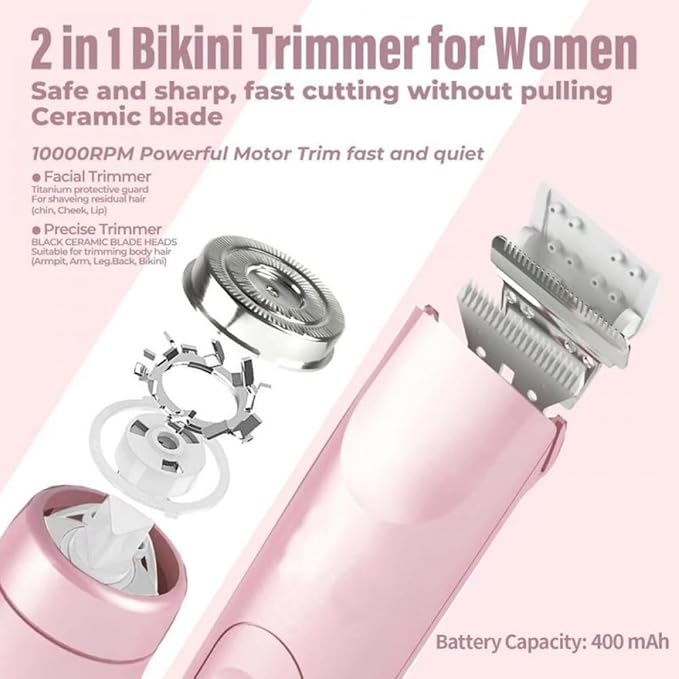 Electric Razors Shaver for WomenElectric Razor 2 in1 Body &amp Facial Diffuser Hair Removal Double Head Trimmer for Face Underarm Legs Winter &amp Mother Gift (Pink)
