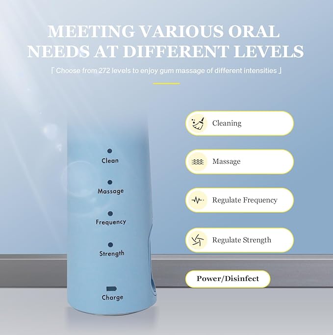 Foldable Electric Toothbrush for Adults ? Dual UV Sanitization 272 Sonic Modes USB-C Rechargeable 4 Brush Heads Leather Travel Case Portable Blue Toothbrush