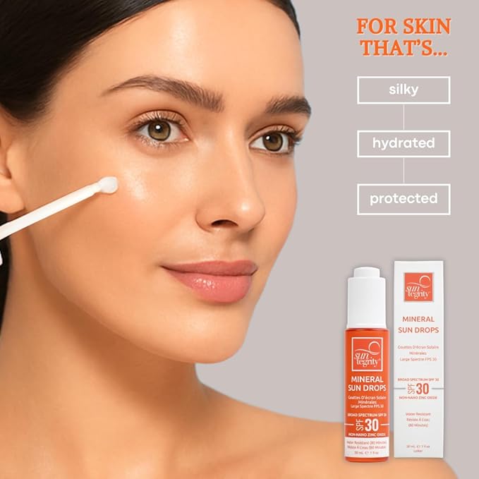 Suntegrity Mineral Sun Drops SPF 30 | Broad Spectrum Zinc Oxide Sunscreen for Face | Vegan Reef-Safe Non-Greasy Daily Sun Protection | Fragrance-Free Lightweight Formula