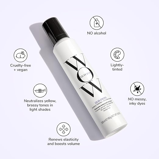 COLOR WOW Color Control Purple Toning + Styling Foam ? Instantly rids Blonde &amp Gray hair of brassy yellow tones Alcohol free crunch free styling