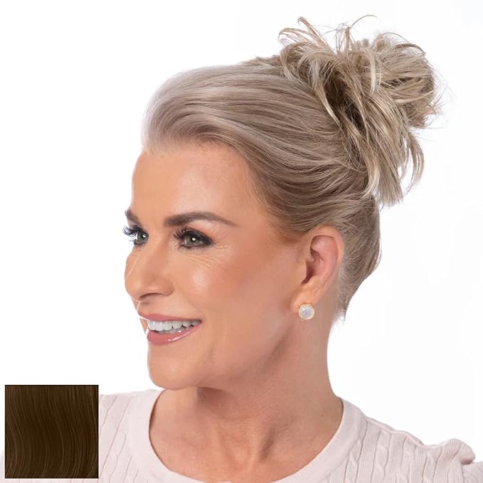 Toni Brattin Twist Classic - Hair Piece Accessory - Instant Volume &amp Styling for Women - Wrap Around Short or Long Ponytail - Quick and Easy to Use Wrap Up Bun - Heat-Friendly Fiber (Light Brown)