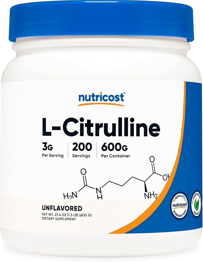 Nutricost Pure L-Citrulline (Base) Powder (600 Grams) (3 Bottles)