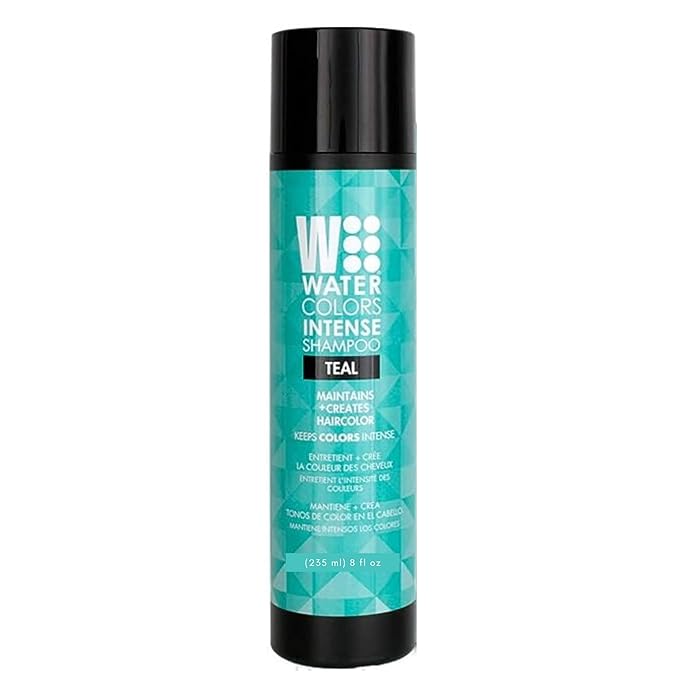 Watercolors by Tressa INTENSE 3-in-1 Color Depositing Shampoo Semi Permanent Hair Color Hair Dye Shampoo for Curly Dry and Normal Hair 8 fl oz - TEAL