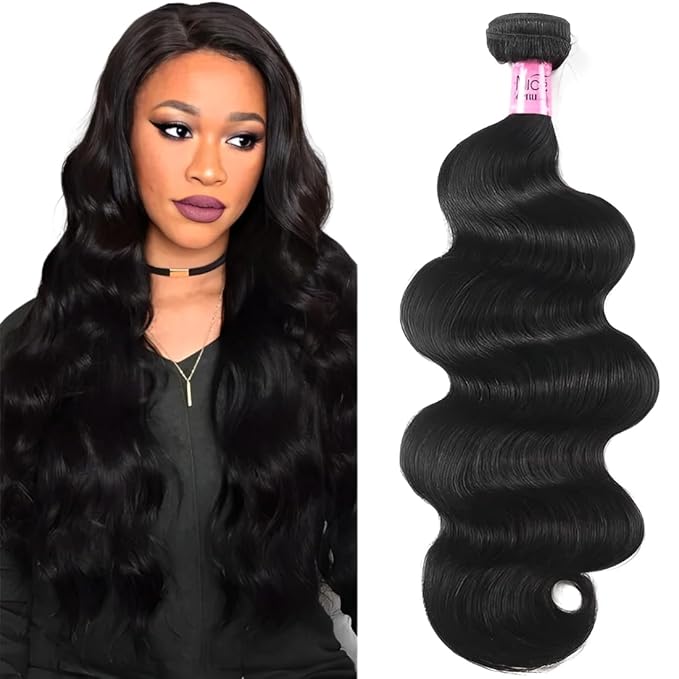 UNice Hair Brazilian Body Wave Human Hair 1 Bundle 100% Unprocessed Virgin Human Hair Weave Extensions Natural Black Color Can be Dyed and Bleached 8 inch