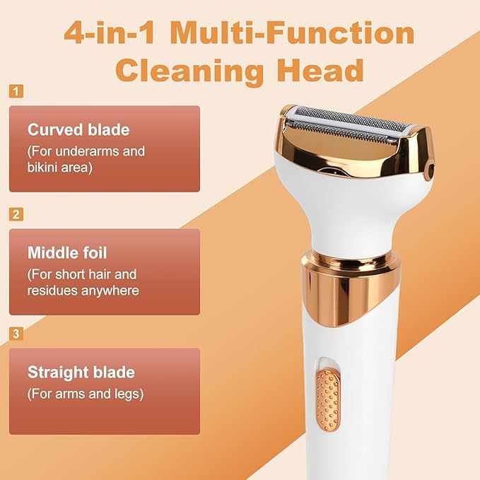 Epilators Hair Removal for Women 4 in 1 Women Face Epilator Facial Eyebrow and Nose Hair Trimmer for All Skin Types Removable and Washable Heads