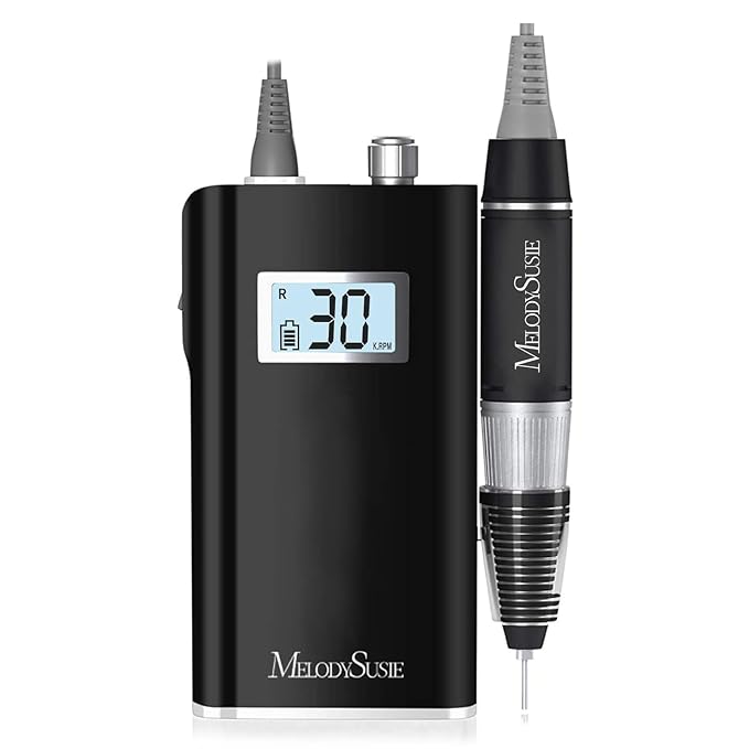 MelodySusie Entry-Level Clip-On Cordless Nail Drill SC320H 30000RPM Popular Classic E-File with LCD Display for Manicure Shaping &amp Gel Removal Perfect for Training Nail Art Practice &amp Home