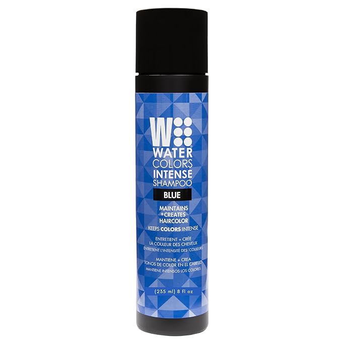 Watercolors by Tressa INTENSE 3-in-1 Color Depositing Shampoo Semi Permanent Hair Color Hair Dye Shampoo for Curly Dry and Normal Hair 8 fl oz - BLUE