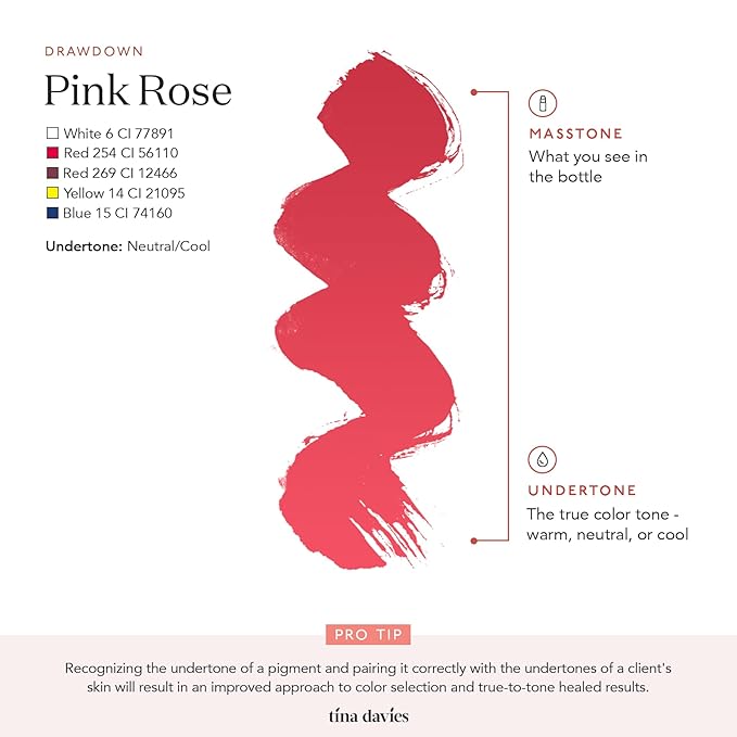 Tina Davies Professional Envy &amp Lust Lip Pigments - Permanent Lip Makeup - Colors Heal True to Tone - High Retention - Envy Pink Rose 1/2oz/15ml Bottle