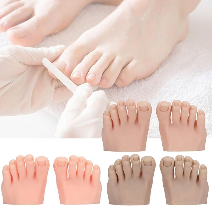 1 Pair Practice Fake Foot Flexible Movable Soft Silicone Fake Foot Prosthetic Manicure Tool For Nails Training Display Silicone Prosthetic