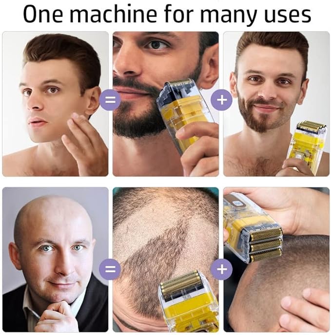 Men's Shaver Rechargeable Hair Beard Electric Shaver for Men Washable Electric Razor Head Bald Shaving Machine Wet Dry 3-Blade Shave System