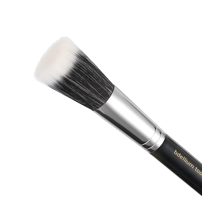 Bdellium Tools Professional Makeup Brush - Maestro Series 955 Finishing - With Soft Synthetic Fibers For Stippling Lightweight Application (Black 1pc)