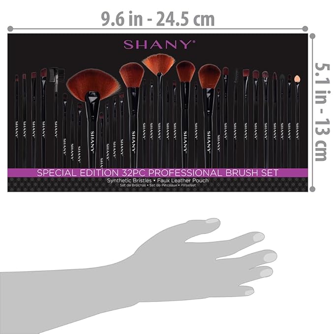 SHANY Makeup Brushes Premium Synthetic Foundation Powder Concealers Eye Shadows Cosmetics Brush Set with Faux Leather Pouch and Instruction sheet 32 Count
