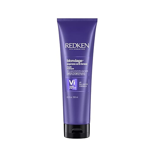 Redken Blondage Express Anti-Brass Mask For Blonde &amp Highlighted Hair - Ultra-Pigmented Purple Mask For Blonde Hair