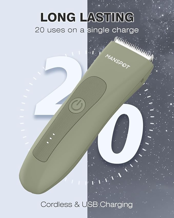 MANSPOT Manscape Hair Finishing Trimmers Pubic Hair Trimmer for Men and Women Electric Ball Trimmer Pubic ShaverHypoallergenic Ceramic Blade HeadsWaterproof Wet/Dry Groin Shaver20 Times Usage