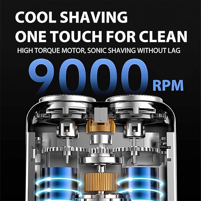Portable Rotary Dual Ring Electric Shaver 9000RPM Mini Dual-Head Electric Shaver Washable Double Head Razor IPX7 Waterproof 60 Days Battery Life Powerhouse for Men Close Shave (Blue*2)