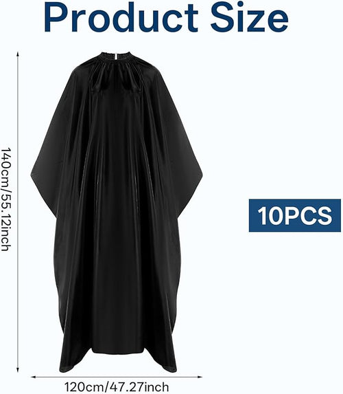 10 Pcs Barber Capes Professional Hair Cutting Capes for Adults Large Hair Cape for Haircuts with Adjustable Snap Closure Waterproof Salon Cape for Hairstylists Coloring and Styling (Black)