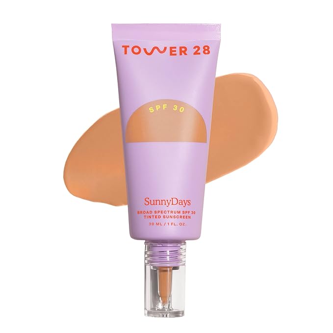 Tower 28 Beauty SunnyDays SPF 30 Tinted Mineral Sunscreen For Sensitive Skin - 2-in-1 Facial Broad Spectrum UVA/UVB Protection + Foundation - Shade 25 OCEAN PARK - Medium with Warm Undertones 1 Fl Oz