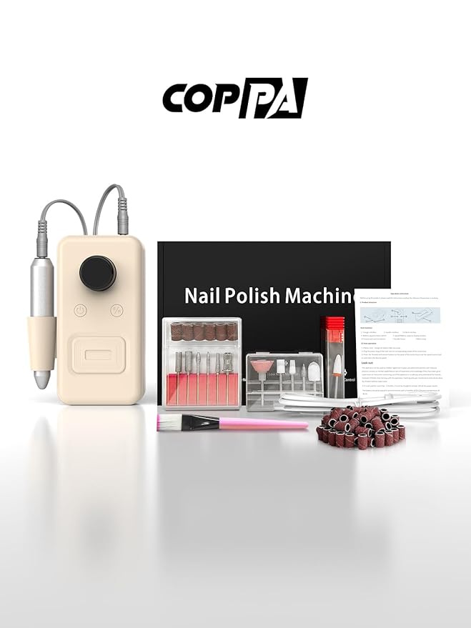 COPPA Portable Nail Drill NDK106 Electric Nail Drill Professional Kit with 12 Bits 31 Sanding Bands 45000RPM Rechargeable Nail Drills Machine for Acrylic Nails Gel Polishing Removing Home &amp Sal