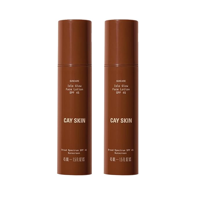 Cay Skin Isle Glow Face Moisturizer SPF 45 ? Illuminating Moisturizer Broad Spectrum Sunscreen + Makeup Primer ? Lightweight Pearlescent Formula with Radiant Finish for All Skin Types ? 2-Pk 1.5 oz