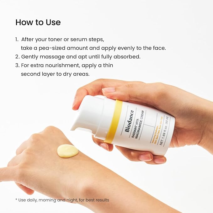 BIODANCE Radiant Vita Niacinamide Cream Brightening Dark Spot Correcting Facial Moisturizer Korean Skincare Stocking stuffers for teen girls | 1.69 fl.oz 50ml