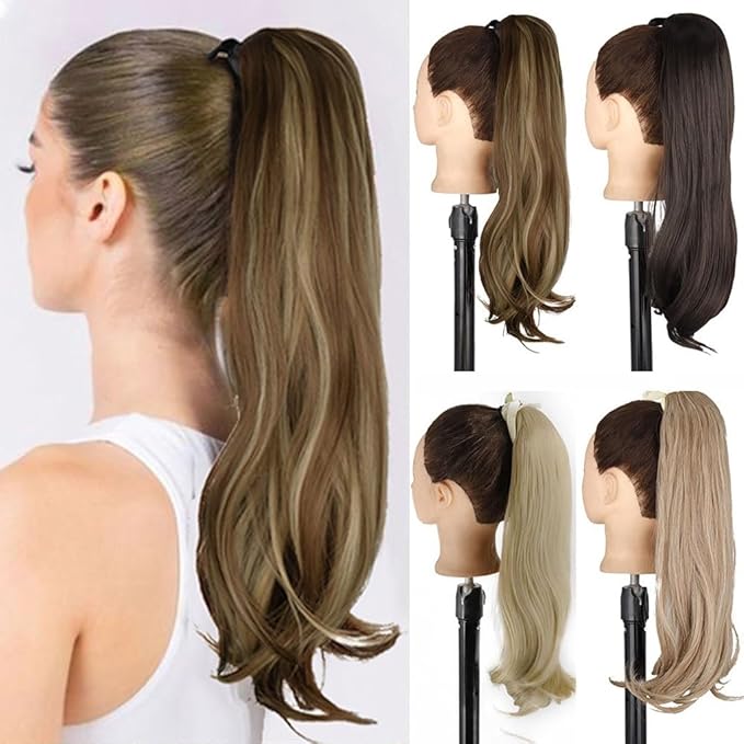 FRANCES Fake Hair Bun Synthetic Messy Bun Women Fashion Long Curly Wig Headband Style Bun Ponytail Hair Extensions Hair Comb Bun Wig Hair Accessories (Color : 12 Size : 22inches-55cm)