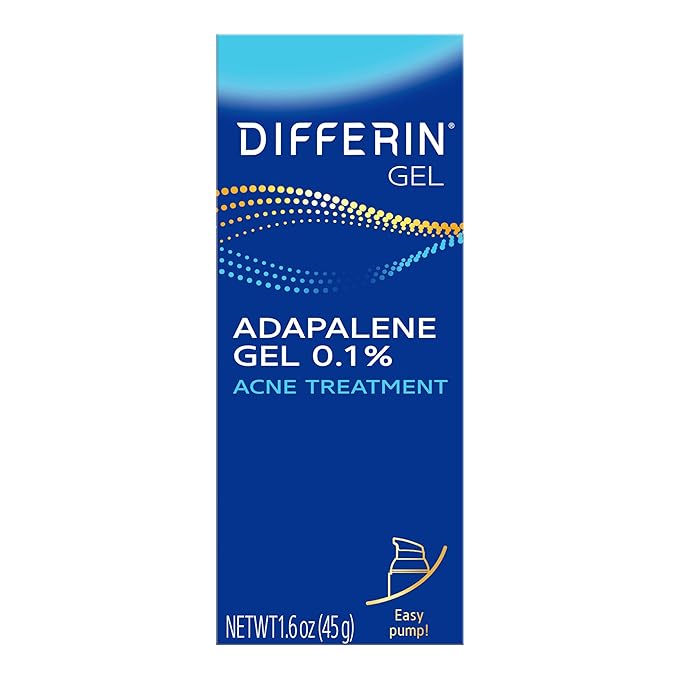Differin Acne Treatment Gel 90 Day Supply Retinoid Treatment for Face with 0.1% Adapalene Gentle Skin Care for Acne Prone Sensitive Skin 45g Pump (Packaging May Vary)
